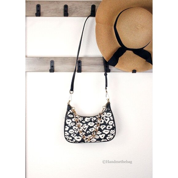 NEW Michael Kors Cora Medium Heart Print Zip Pouchette Crossbody Bag Purse NWT